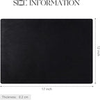 MOSAYT Vinyl Placemats Set of 6-12 X 17 Inch - Faux Leather 100% Waterproof Oil-Proof Wipeable PU Place Mats, Heat Resistant Reversible Table Mats for Kitchen, Dining, Outdoor, Black