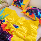 Aimuan Gaming Bedding Sets Gamer Room Decor 3D Gamepad Video Games Twin Size Comforter Sets for Boys Games Console Action Buttons Novelty Colorful Modern Home Quilt Set (Twin, Yellow)