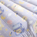 Kawaii Bear Comforter Queen Size,Cartoon Bear Comforter Set for Kids Teens Girls,3Pcs Bedding Set Printed Comforter with 2 Pillowcases,Down Alternative,Soft and Lightweight(Purple，Queen Size)