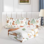 Wild Animal Comforter Twin Size,Rabbit Deer Comforter Set for Kids Teens Girls Boys,3Pcs Bedding Set Printed Comforter with 2 Pillowcases,Down Alternative,Soft and Lightweight，Twin Size
