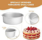 8 Inch Round Cake Pan, 8x3 inch 2 Set Anodized Aluminum Round Baking Pan, Small Cake Pan Non-Toxic & Heavy Duty, Deep Side, Easy Clean & Dishwasher Safe