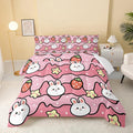 Kawaii Rabbit Comforter,Strawberry Rabbit Comforter Set for Kids Teens Girls,3Pcs Bedding Set Printed Comforter with 2 Pillowcases,Down Alternative,Soft and Lightweight(Pink，Twin Size)