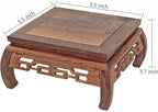 GOLDY&WENDY Solid Wood Ornaments Base Chicken Wing(Ji Chi) Wood Curved Feet Square Display Stand Practical Teapot Vase Bonsai Pedestal