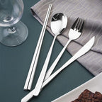 VANRA 4-Piece Portable Travel Utensils Set with Case 18/8 Stainless Steel Flatware Set Reusable Cutlery Set with Fork Spoon Knife Chopstick for Lunch Travel Camping School Work Picnic (Silver)