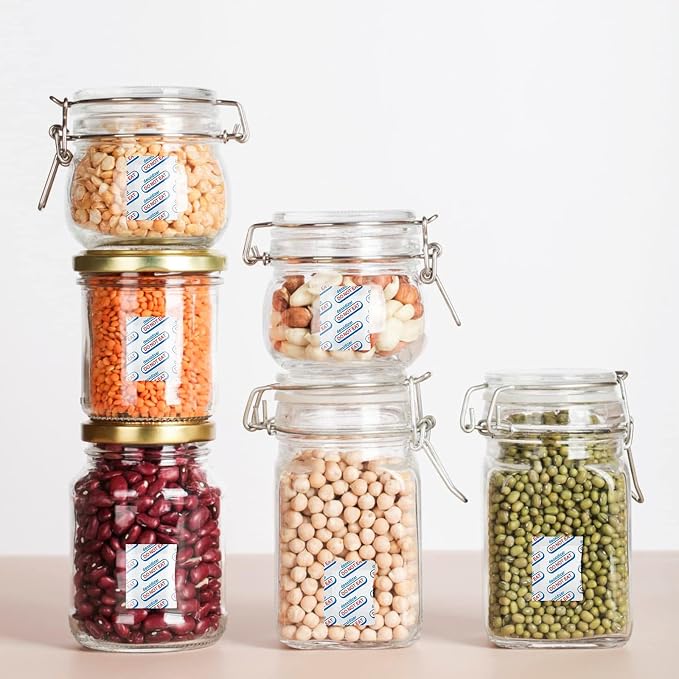 50 Packs 500CC Food Grade Oxygen Absorbers （10 Packs in Individual Vacuum Bag, 5X Packs of 10, Oxygen Absorbers For Long Term Food Storage, with Oxygen Indicator, for Mylar Bags, Mason Jars