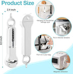 Jar Opener for Seniors with Arthritis, 7 in 1 Bottle Opener and Wine Corkscrew, Easy Grip Kitchen Gadget for Weak Hands Elderly, Retractable Jaw Lid Opener with Magnetic Storage (Off-White)