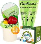 GreFusion Compostable Trash Bags for Kitchen Compost Bin 1.2 Gallon,150 Count,Compost Bags Small for Food Scrap Waste Bags for Countertop Bin Certified by BPI,ASTM D6400 and OK Compost
