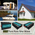 WZRELB Reliable 3000w Pure Sine Wave Solar Power Inverter 24v 110-120v 60hz With LED Display (Black) Solar System (RBP-3000S-LEDblack)