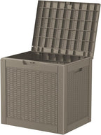 Resin Deck Box - 31 Gallon Lockable Outdoor Storage, Water-Resistant Indoor/Outdoor Bin for Package Delivery, Patio Cushions, Gardening Tools