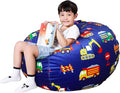 Lukeight Stuffed Animal Storage Bean Bag Chair Cover for Kids, Zipper Beanbag Chair Cover for Organizing Toddler & Kids' Rooms Plush Toys (Excavator Velvet, X-Large)