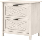 Bush Furniture Key West 2 Lateral File Cabinet | Document Storage for Home Office | Accent Chest with Drawers, Casual, Linen White Oak & Key West Computer Desk with Storage | Small