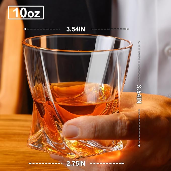 PARACITY Whiskey Glasses Set of 2, Old Fashioned Cocktail Glass, 10 OZ Whiskey Glasses, Bourbon Glasses, Rocks Glasses for Scotch, Liquor Vodka, Bourbon, Whiskey Gifts for Men, Husband, Boyfriend | Old fashioned glassware has a 3.54 in wide profile for...
