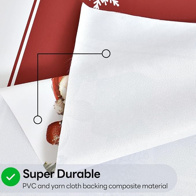 Christmas Tablecloth Heavy Duty Vinyl Red 54x54 inch Rectangle Christmas Table Cloth Reusable Waterproof Foldable Plastic Tablecloths PVC Xmas Table Cover for New Year Party Decor