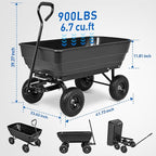 Yesker Garden Carts - 900lbs Dump Wagon with All Terrain Inflatable Wheels for Yard Lawn Farms Gardening - Heavy Duty Utility Outdoor Hauling Wheelbarrow