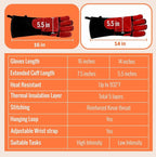 JKSafety Welding Gloves for Men,932°F Heat Resistant Gloves Mitts for Welders,Stick,Tig,Mig,Forge,Oven,Fireplace,Furnace