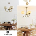 Brass 3 Light Chandelier Gold Sputnik Ceiling Light Fixture Vintage Yellow Glass Pendant Light Mid Century Modern Dining Room Chandelier