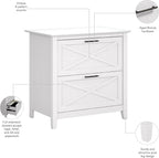 Bush Furniture Key West Lateral File Cabinet, Modern Farmhouse 2 Drawer File Cabinet for Home Office