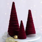 Your Heart's Content Set of 3 Burgundy Velvet Trees, Luxurious Handcrafted Home Decor, Valentine Tabletop Tree, Bookshelf Office, Winter Mantel Accents, Elegant Charm Gift for (Burgundy)