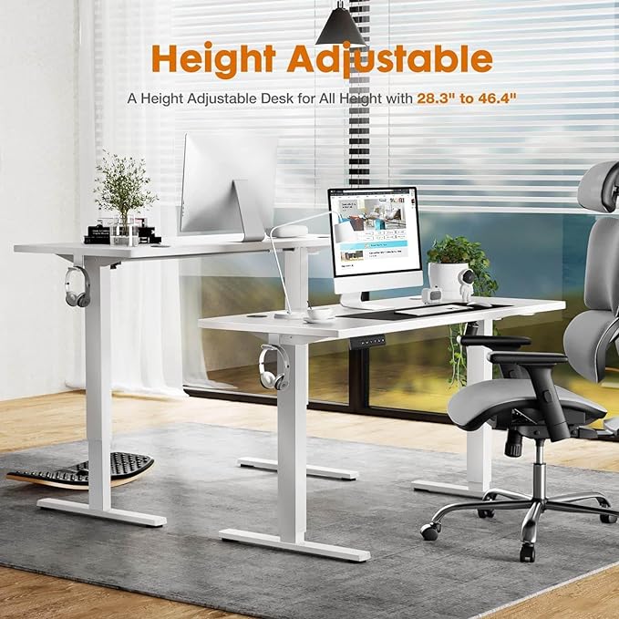 NicBex Home Office Desk 55" x 23" Electric Height Adjustable Standing Desk Computer Desk Office Desk, Sit to Stand Ergonomic Computer Desk Adjustable Desk, White