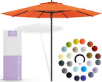 Midtown Umbrellas Push and Pop 9 Feet Outdoor Umbrella, Bright Orange Polyester Fabric - Fiberglass Ribs Deck Patio Umbrella, Backyard Umbrella, Garden Umbrella & Pool Umbrella - Black Pole