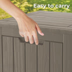 35 Gallon Outdoor Storage Box Waterproof Lockable Resin Deck Box Large, Patio Storage Bin for Pool Accessories Cushion Furniture, Garden Tools, UV-Resistant Outside Delivery Grey