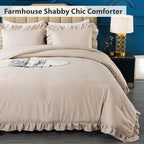 Andency Khaki Comforter King Size(104x90Inch), 3 Pieces Farmhouse Shabby Chic Bedding Comforters & Sets, All Season Soft Lightweight Down Alternative Bed Set for Men Women
