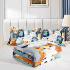 Datura home Kids Comforter Set Cute Cats Printed Pattern Bedding Set with 1 Comforter and 2 Pillowcases for Girls Boys Bedroom All Season(Cat Full)