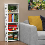 Small Bookcase - 5 Tier Small Bookshelves for Kids, Open Bookshelf, Book Storage Shelf Display Rack for Bathroom, Living Room, Bedroom, Office - White