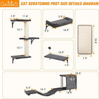 5 Pcs Wooden Indoor Cat Climber - Wall-Mounted Shelves, Perches, Scratching Board, Cat Ladder & Cat Tree - Grey