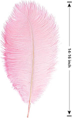 THARAHT 12PCS Ostrich Feathers Natural Bulk 14-16Inch(35-40cm) for Wedding Party Centerpieces Easter Gatsby Flower Arrangement and Home Decorate Ostrich Feathers,Pink