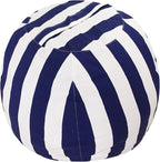 2 PCS Stuffed Animal Storage Bean Bag Chair Cover, Cotton Canvas Beanbag with Zipper for Organizing Kid's and Adults Room Vertical Stripe Blue 24"