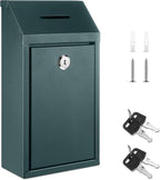 Yaocom Metal Money Box,Dark Green,10.24 x 5.71 x 2.95 Inch,No Lid | Wall Mounted Drop Donation Cash Box for Farm Stand Collection Safe Suggestion Box with Lock Container for Home Office Outdoor