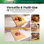 BAMOTTO CRAFTBAMBOO 12.6x22 Inch Bamboo Cutting Board, Over Sink | Detachable Non-Slip Front Lip | Reversible Dual Juice Grooves | Countertop Extension for Small Kitchen RV Camper Stove Cover