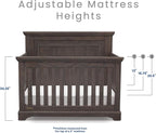 Simmons Kids SlumberTime Paloma 4-in-1 Convertible Crib, Rustic Grey + Serta Perfect Slumber Dual Sided Recycled Fiber Core Crib and Toddler Mattress (Bundle)