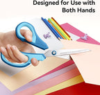QMVESS 8.5" Scissors All Purpose 3 Pack Heavy Duty for Office School Fabric | Ultra Sharp 2.5mm Thick Stainless Blade, Ergonomic Comfort Grip, Left & Right Handed Classroom Must-Have Cutting General Use