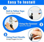 Sewer Jetter Kit for Pressure Washer 100FT, 5800PSI Water Jet Drain Cleaner Hose with 4 Sewer Jetting Nozzles, 1/4 Inch NPT Corner, Waterproof Tape and Handle Strap