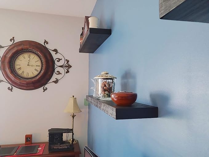 joelsantiques - 48 Inch Wooden Floating Shelves for Wall - 48x6x2 in - Made of Natural Wood - Long Heavy Duty Rustic Wall Shelves for Bedroom - Perfect for Living Room, Kitchen - Black