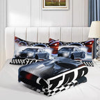 Axolotl Race Car Comforter Set Twin Size,Extreme Sports Bedding Set for Boys Teens Kids Girls Room Decor,Cool Speed Luxury Car Quilt Bed Set with 1 Comforter 2 Pillowcases Car Racing Gifts