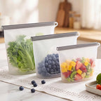 Silicone Reusable Food Storage Bags 6 Pack,Reusable Freezer Bags,Stand Up Wide-Mouth Zipper Container,Food Storage Bag Easy-Clean Sandwich,Microwave & Dishwasher,Eco Friendly(17oz,35oz,70oz)