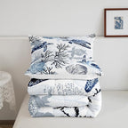 Turtle Comforter Set Full,White Blue Hawaiian Turtle Bedding for Kids,Reptile Tortoise Quilt Duvet Set Coastal Beach Theme Comforter Retro Sea Turtle Bed Set for Boys Girls Bedroom Decor(Marine life)