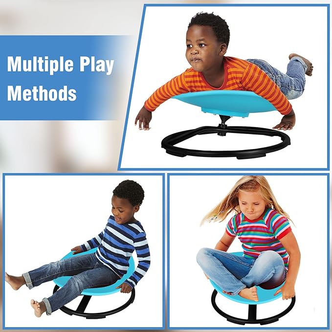 Kids Sensory Swivel Chair, Autism Spinning Chair for Kids Sensory, Sensory Toy Chair, Training Body Coordination, No Assembly Required (Blue)