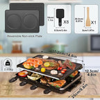 Electric Raclette Table Grill, 2 in 1 Korean BBQ Grill & Smokeless Indoor Grill, Nonstick Griddle with 8 Raclette Cheese Pans, Adjustable Temp Control, 1300W, KBBQ Party Grill for Family Gatherings