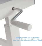 NicBex Office Desks Sit Stand Desk with Casters Height Adjustable Home Office Desks with Side Crank (Switchable Either Side, Left or Right Side Crank) for Living Room, Home Office, Study Room, White