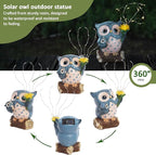 Solar Garden Statues Outdoor Decor, Fairy Owl Statue Garden Decor, Resin Yard Decorations Outdoor for Patio, Porch, Balcony, Lawn Ornaments, House Warming Birthday Gifts for Mom Women Grandma