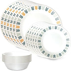 Corelle Vitrelle 18 Piece Glass Dinnerware Sets Service for 6, Triple Layer Chip & Crack Resistant Glass Plate and Bowl Sets, Anders
