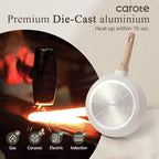 CAROTE Non Stick Frying Pan, 10 Inch White Granite Skillet with Glass Lid | Non Toxic Kitchen Healthy Cookware, Compatible with All Stovetop, Easy to Clean, PFOA Free