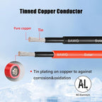 8 AWG Solar Cable 50FT Red + 50FT Black Tinned Copper Wire, 8 Gauge Solar Panel Wire for RV, Automotive, Trailer, Marine, Outdoors