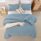 ROSGONIA California King Comforter Set Dusty Blue, 3pcs (1 Boho Cal King Comforter & 2 Pillowcases), All Season Bedding Bedspread Blanket Quilt