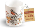 Maison d' Hermine Coffee Mug with Handles Tea Cups (15 Ounce, Pack of 1) | Fine Bone China Coffee Mugs for Hot Beverages Cappuccino Latte Home Spring Summer -Whitish Shabby Chique - Winter Berries