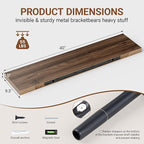 Heimlove 40 Inches Floating Shelves for Wall,9.3" Deep Walnut Long Floating Shelves Set of 2,Large Display Shelf & Storage Shelf,Wall Shelf for Bathroom Bedroom Living Room Kitchen Office